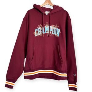 NWT Champion Reverse Weave Loose Fit Hoodie With Embroidered Leaves Men's Size L